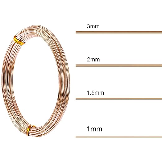 TecUnite Aluminum Craft Wire for Sculpting Armature Bendable Craft Wire for DIY Jewelry Making(Copper, 10 M X 2 mm, 1 Roll)