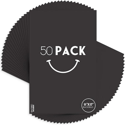 Golden State Art, 11x17 Uncut Photo Mat Matboard - Black Uncut Mats for DIY Projects, Presentation Boards, Art Crafts, Prints (50 Pack)