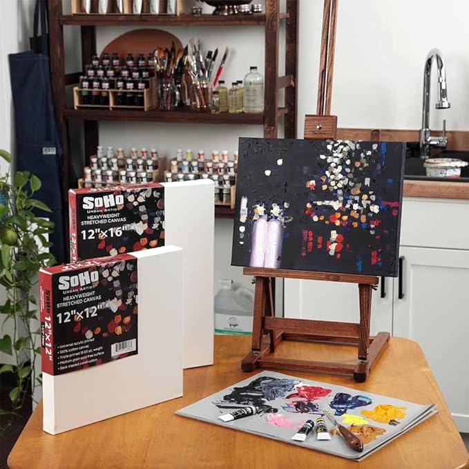 SoHo Urban Artist, 20x30 Heavyweight Stretched Cotton Canvas for Painting - 1.5" Deep- 3 Pack, Triple Primed, 100% Cotton Canvas, Archival, Universal Primed for Oil, Acrylic, Alkyd, Mixed Media