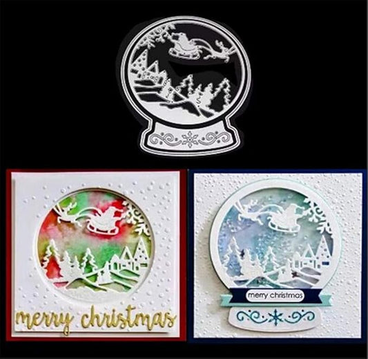 Metal Cutting Dies DIY Merry Christams Embossing Stencil Template Scrapbooking Card Making Mold Photo Album Arts Crafts Tools (Christmas Sleigh ball-11x13.1cm)