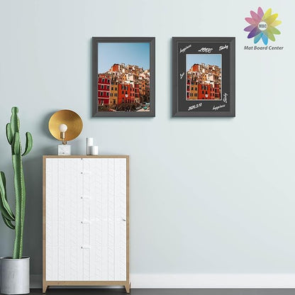MBC Mat Board Center, 10 Pack 12x16 for 8.5x11 Black Picture Mats Frame Mattes, Bevel Cut, Acid Free, 4-ply Thickness