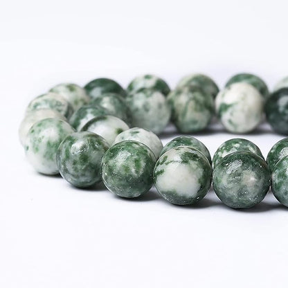 60pcs 6mm Natural Green Spot Stone Stone Beads for Jewelry Making Loose Spacer Round Beads DIY Bracelets Necklaces 15" (6mm, Green Spot Stone)