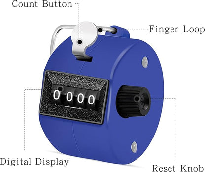 12 Pcs Hand Tally Counter 4-Digit Lap Counter Clicker, Manual Mechanical Handheld Pitch Click Counter with Finger Ring for School Golf & Knitting Row Croche