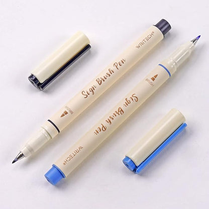 WRITECH Arts Sign Brush Pen Brush Tip Marker Felt Tip Water Based Ink Color Pens 12 Assorted Pastel Colors Great for Lettering, Journaling, Calligraphy (Natural)