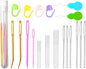 Hekisn 25Pcs Large Eye Blunt Yarn Needles Kit, Assorted Sizes Bent Tapestry Darning Needle & Stitch Markers & Threaders for Knitting, Crochet (White)