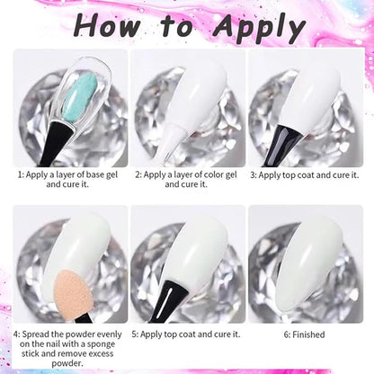 12 Jars Mermaid Chrome Nail Powder, Iridescent Aurora Powder Pearlescent Dust Metallic Mirror Glitter Effect Pigment Nail Art Glitter Manicure Decoration for Home DIY Salon
