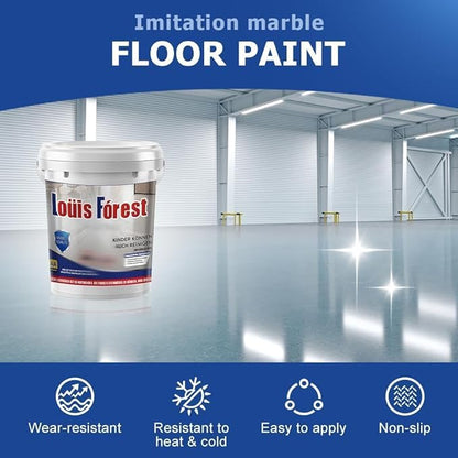 Louis Forest Epoxy Floor Paint, High-Gloss Marble Effect Coating, Epoxy Colored Sand Floor Paint, Wear-Resistant and Non-Slip for Indoor Outdoor (1KG-White hemp gray)