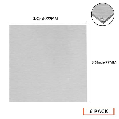 Welding Kit - 6Pack 6061 T651 Aluminum Sheet Metal 3" X 3" X 1/8 Inch Flat Plain 3mm Aluminum Plate Weld Practice kit for MIG, TIG, Stick, Arc, Gas, Brazing, Welding Practice Kit for Beginners