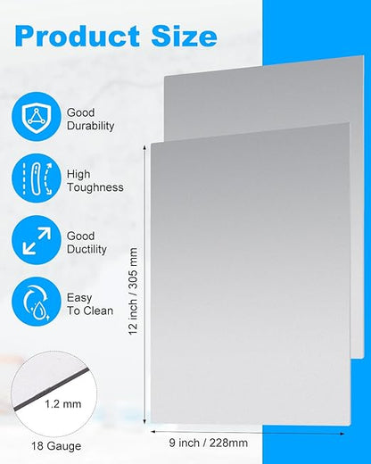 2 Pcs 18 Gauge Steel Sheet Metal 12" x 9" Cold Rolled Steel Plate, Weldable Metal Sheets for Professional, Industrial, DIY Use