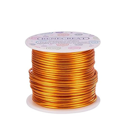BENECREAT 12 17 18 Guage Aluminum Wire (12 Gauge,100FT) Anodized Jewelry Craft Making Beading Floral Colored Aluminum Craft Wire - Gold