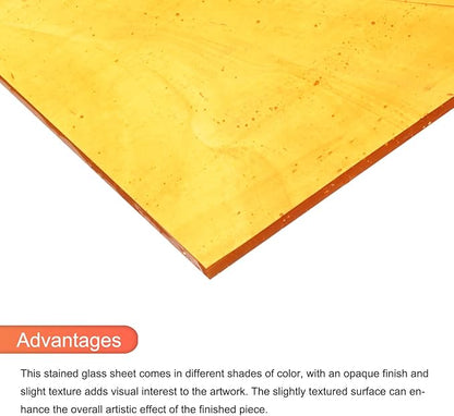 MECCANIXITY 2 Pcs Stained Glass Sheet Mosaic Tile 7.9 Inch x 5.9 Inch Orange Stained Glass Sheets for Crafts DIY Art Project