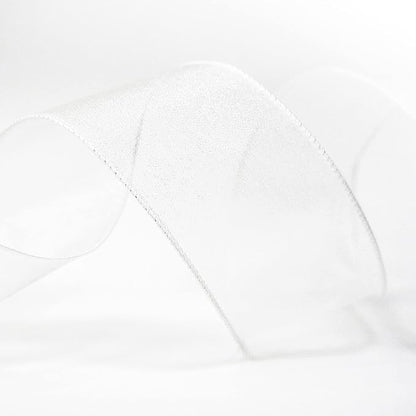 CT CRAFT LLC Sheer Organza Wired Ribbon 2.5" x 50Yards White for Wedding Chair Bow Flora Bouquet Gift Wrapping Christmas Tree Home Decor Wreath