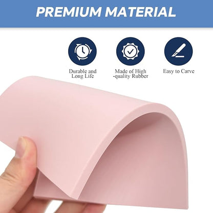 15 Pack 4"x6" Pale Pink Rubber Stamp Carving Blocks Pink Rubber Carving Blocks Linoleum Block for Stamp Maker Printmaking Supplies