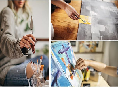 18 Piece Painting Knives Stainless Steel Spatula Palette Knife Professional Palette Knife Painting Wood Handle Oil Painting Accessories Color Mixing Set for Oil Canvas Acrylic Painting