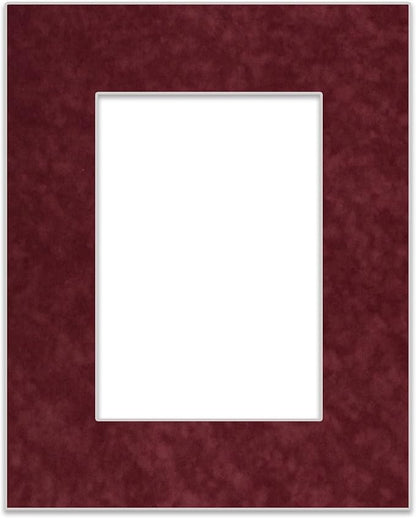 8x10 Mat Bevel Cut for 5x8 Photos - Acid Free Dark Red Suede Precut Matboard - For Pictures, Photos, Framing - 4-ply Thickness