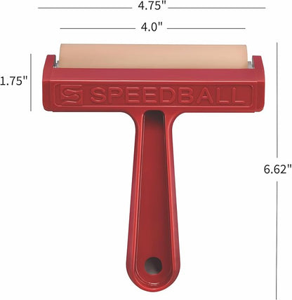 Speedball Pop-in Soft Rubber Brayer, 4" (6-Pack) – Roller Tool for Crafting and Block Printing, Vinyl, Comfort Grip Handle