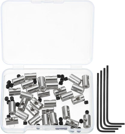 MECCANIXITY 30 Pcs Metal Locking Pin Backs, Locking Pin Keepers Locking Clasp 9mm(H) with 4 Wrench Replacement in Storage Case for Badge, Brooch, Silver Tone