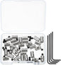 MECCANIXITY 30 Pcs Metal Locking Pin Backs, Locking Pin Keepers Locking Clasp 9mm(H) with 4 Wrench Replacement in Storage Case for Badge, Brooch, Silver Tone