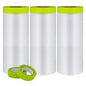 Pre-Taped Masking Film-55inx65ft Tape and Drape Painters Paper Rolls, Plastic Painting Film for Automotive Painting Covering （Masking Film:3rolls,Tape:2rolls）