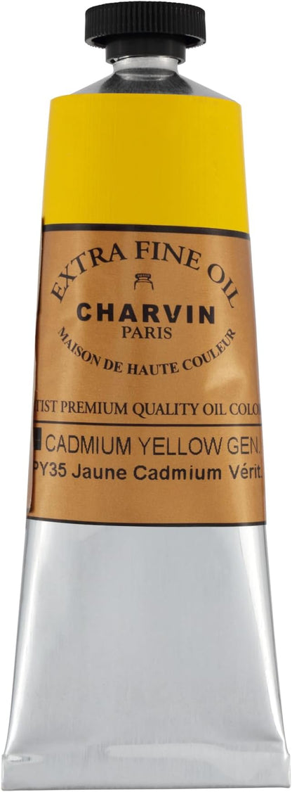 Charvin Extra Fine Oil Paint, Cadmium Yellow Medium 60 mL - Triple-Milled, Rich Texture, Poppy Oil-Based, Light-Fast, Handmade, Archival Quality