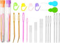 Hekisn 45Pcs Large Eye Blunt Yarn Needles kit, Assorted Sizes Bent Tapestry Darning Needle, Sewing Needles with Needle Threaders & Stitch Markers for Knitting Crochet (Orange&Purple)