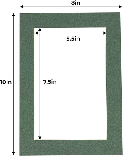8x10 Mat for 6x8 Photo - Precut Hunter Green Picture Matboard for Frames Measuring 8 x 10 Inches - Bevel Cut Matte to Display Art Measuring 6 x 8 Inches - Acid Free Pack of Ten MATS