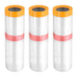 HARFINGTON 3 Rolls Pre-Taped Masking Film 106.3" x32.8ft Double Adhesive Tape and Drape Painters Plastic Drop Cloth Film with Tape Plastic Sheeting for Automotive Painting Covering