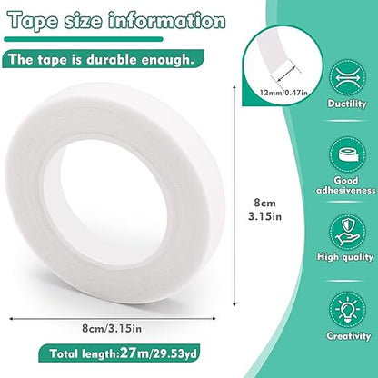 Floral Tape, 1/2inch Flower Tape, White Flower Tape for Bouquet Stem Wrap Floral Arranging Craft Projects Corsages, Wedding Bouquet