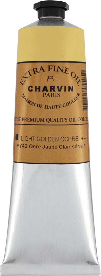 Charvin Extra Fine Oil Paint, Yellow Ochre Light 150 ml - Triple-Milled, Rich Texture, Poppy Oil-Based, Light-Fast, Handmade, Archival Quality