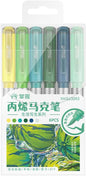 6 Color Acrylic Paint Markers, Brush Tip Acrylic Paint Pens With Visual Ink Window, Fabric Paint Markers for Clothes, Textile - High Coverage on Wood, Glass, Rock - DIY Art Supplies for Kids, Adults