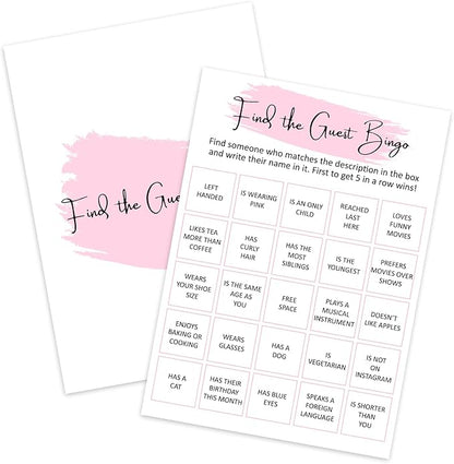 Birthday Party Bingo Game - Find The Guest Bingo, Birthday Party Activity Favor, Set of 20 Games Cards, Birthday Supplies, Activity, Decorations -B05