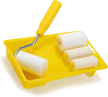 RZJZGZ Mini Foam Paint Roller Painting Decorating Touch Up Trim Kit 2 inch Small Paint Roller Tray Set with High-Density Foam Roller Covers, Mini Wool Brush,2" Paint Frame, Pack of 6