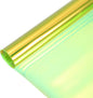 MECCANIXITY Holographic Clear PVC Vinyl Film Holographic PVC Fabric Waterproof Dichroic Film 12 x 48 Inch for Handbags Bows Earrings DIY Craft,Laser Light Yellow