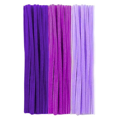 300 Pieces Pipe Cleaners Chenille Stem, 3 Pastel Candy Color Pipe Cleaners Set for Pipe Cleaners DIY Arts Crafts Decorations, Chenille Stems Pipe Cleaners (Purple)
