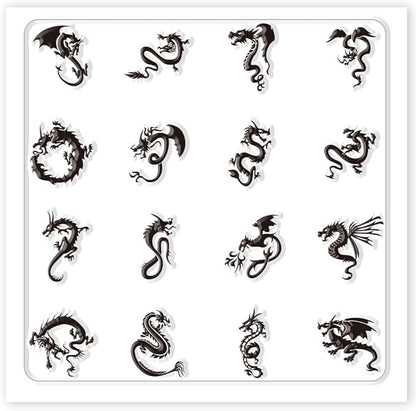 CHGCRAFT Dragon Polymer Clay Texture Sheets Clear Clay Silicone Texture Sheets Silicone Texture Stamp Sheets for DIY Crafts Projects and Making Earrings Jewerly, 5.5x5.5inch