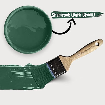 Chalky Chicks All-in-One Chalk Paint for Furniture or Cabinet - 8 Fl Oz - Matte Finish Shamrock (Dark Green) for Metal, Wood Furniture Paint - No Sanding All-in-One for Home Decor & Crafts, USA Made