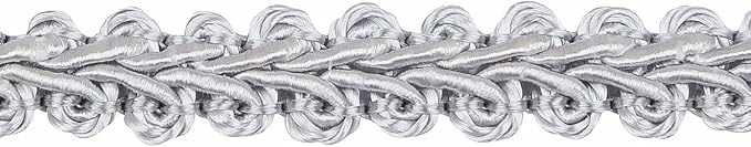 BEL AVENIR Braid Trim 1/2 inch 13.6 Yards French Gimp Basic Sewing Polyester DIY Crafts Costume Home Decorative (Sliver)