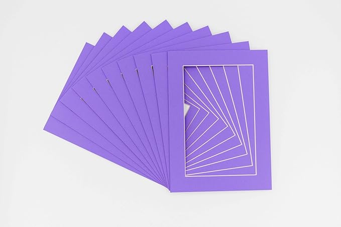 5x7 Mat for 8.5x11 Frame - Precut Mat Board Acid-Free Show Kit with Backing Board, and Clear Bags Light Purple 5x7 Photo Matte Made to Fit a 8.5x11 Picture Frame Matboard for Framing, Pack of 25 Mats