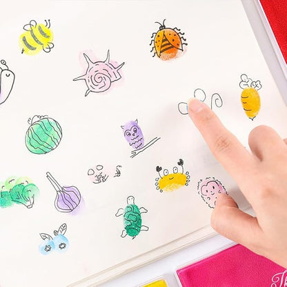 GTLZLZ Large Ink Pad for Rubber Stamps, 5" x 4" Washable Craft Stamp Pad for Kids, Fingerprint Ink Pad for Paper, Scrapbooking, Wood Fabric (Black)