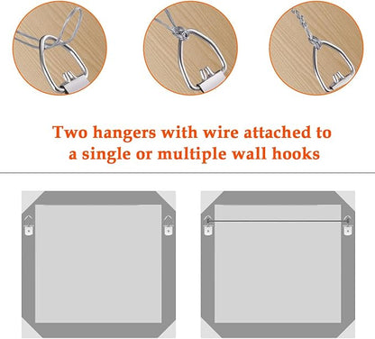 SDTC Tech Picture Wire Hanging Kit Supports Up to 40lbs with D-Rings, Wall Hanging Hooks, 50ft Stainless Steel Wire Rope, Level, Aluminum Crimping Loop Sleeve & Screws for Painting Photo Mirror Frame