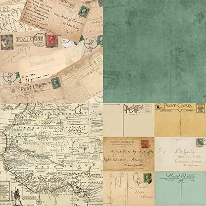 Scrapbook Paper Pad 6x6 Antique Maps Designs, Single-Sided Decoupage Sheets, Colorful Cardstock for Scrapbooking, DIY Background, Cardmaking, Junk Journal Crafts – 24 Pcs
