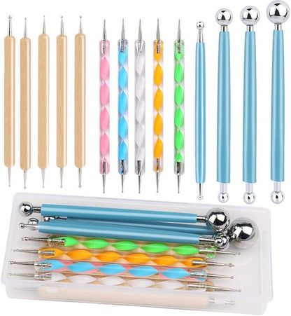 14 Pcs Dotting Tools Ball Styluses with Box, Dotting Tools Set Rock Painting, Pottery Clay Modeling Embossing Nail Art