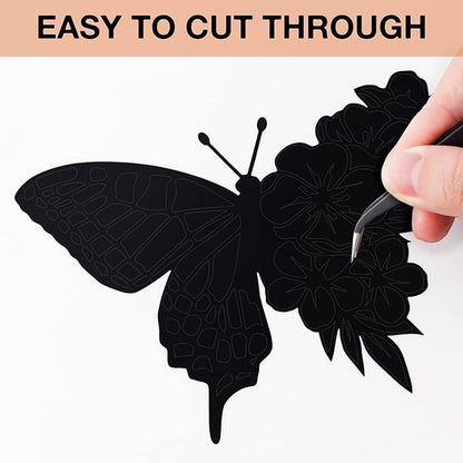 HTVRONT Black Permanent Vinyl, 12" x 40 FT Black Adhesive Vinyl Roll for All Cutting Machine, Silhouette, Cameo Cutters, Signs, Scrapbooking, Craft, Die Cutters (Glossy Black)