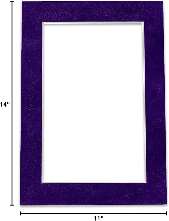 Pack of 25 Acid Free 11x14 Mats Bevel Cut for 8.5x11 Photos - Purple Crocus Suede Precut Matboards With Backing Boards and Clear Photo Mat Bags For Pictures, Photos, Framing - 4-ply Thickness