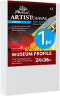 PHOENIX 24x36 Inch Museum Canvas - 2 3/8 Inch Thick Porfile Deep Large Stretched Canvas for Painting 1 Pack 100% Cotton 11 Oz. Gesso Primed White Blank Professional Canvas Oil & Acrylic Paints