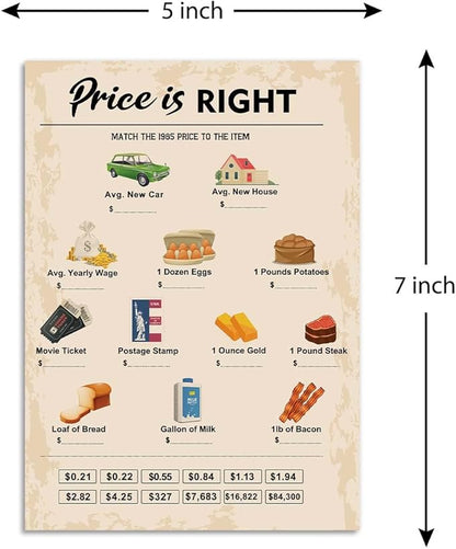 40th Birthday Party Games, Price is Right Games, Birthday Party Supplies for Adults, Fun 1985s Party Game，Pack of 30 Cards