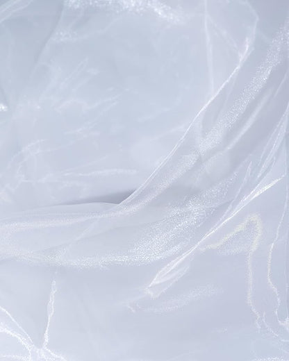 Fynite White Organza Fabric by The Yard | 20 Yard Long | 44" Wide | Bridal Soft Sheer Organza Tulle for DIY Wedding Dress Fashion Craft Decorations