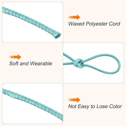 MECCANIXITY Waxed Cord 1.2mm Waxed Polyester Cord 175 Yard Wax String for Bracelet Making,Necklaces, Beading,Jewelry Making and DIY Crafts(Lake Blue)