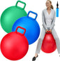 Lewtemi 3 Pcs 29 Inch Bouncing Ball with Handle, Outdoors Hopper Jumping Hopping Ball and Air Pump for Sports Exercise (Red, Blue, Green)