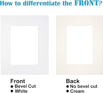 Egofine 6x8 White Picture Mats, Frame Mattes for 4x6 Pictures, Acid Free, 1.2mm Thickness, with Core Bevel Cut - Pack of 14